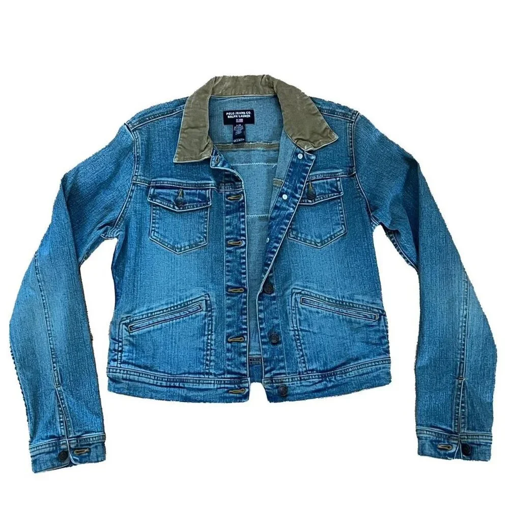 Vintage Ralph Lauren Denim Jacket with Corduroy Collar - Picture 1 of 8